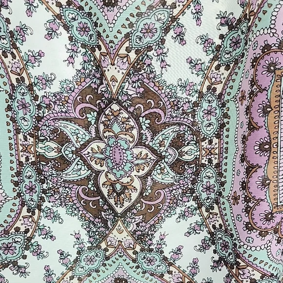Wrangler Paisley Peasant Top Purple Turquoise Tie Neck Womens SZ L - Picture 5 of 7